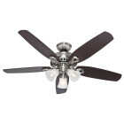 Hunter Builders Plus 52 In. Brushed Nickel Ceiling Fan with Light Kit Image 1